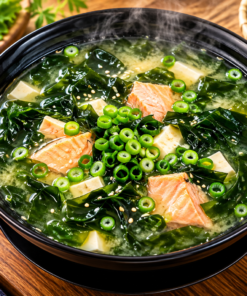 Miso Suppe mit Seetang und Sake
